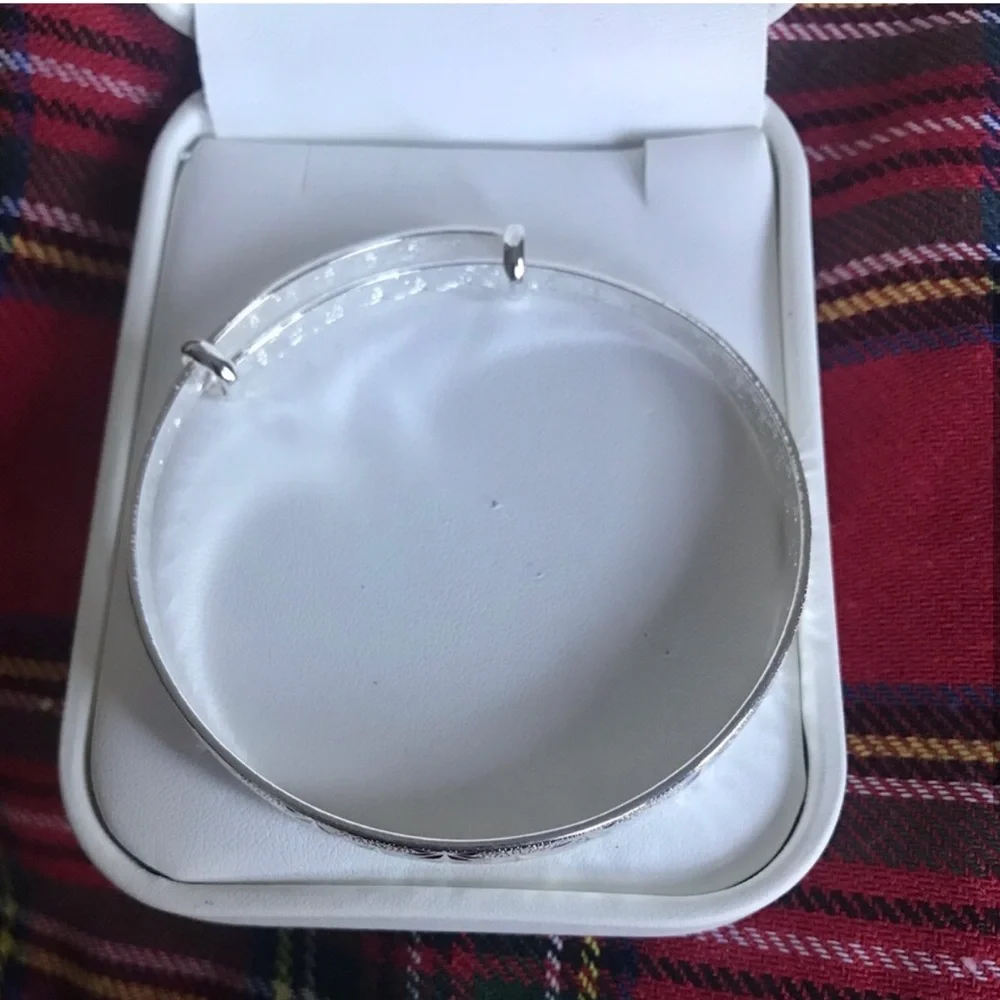 Sterling Silver Engraved Floral Bangle Bracelet